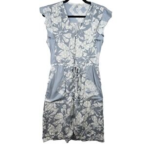 Splendid Women's Blue Floral V-Neck Flutter-Dress Midi Dress Size‎ XS Tie Dye